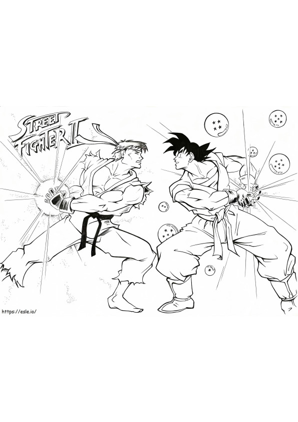 Coloriage Ryu contre Goku à imprimer dessin