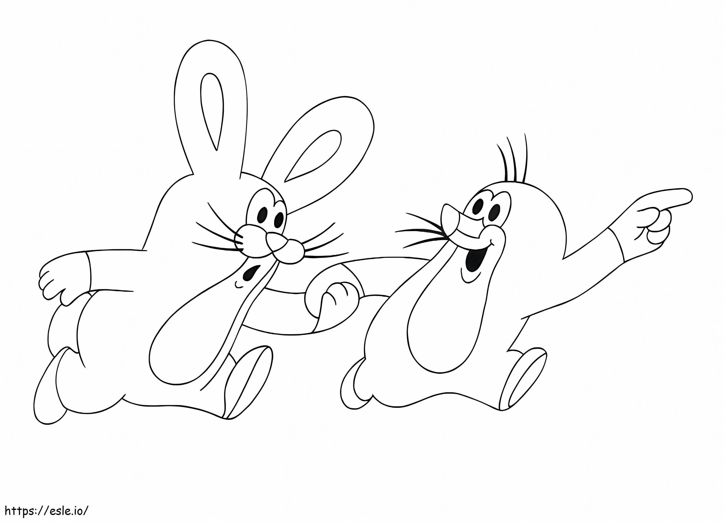 Coloriage Petit lapin et Krtek à imprimer dessin