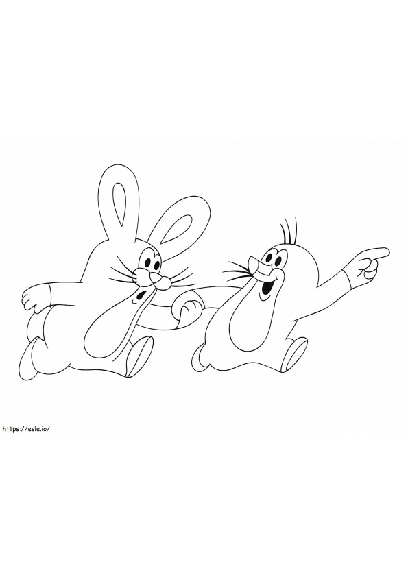 Coloriage Petit lapin et Krtek à imprimer dessin