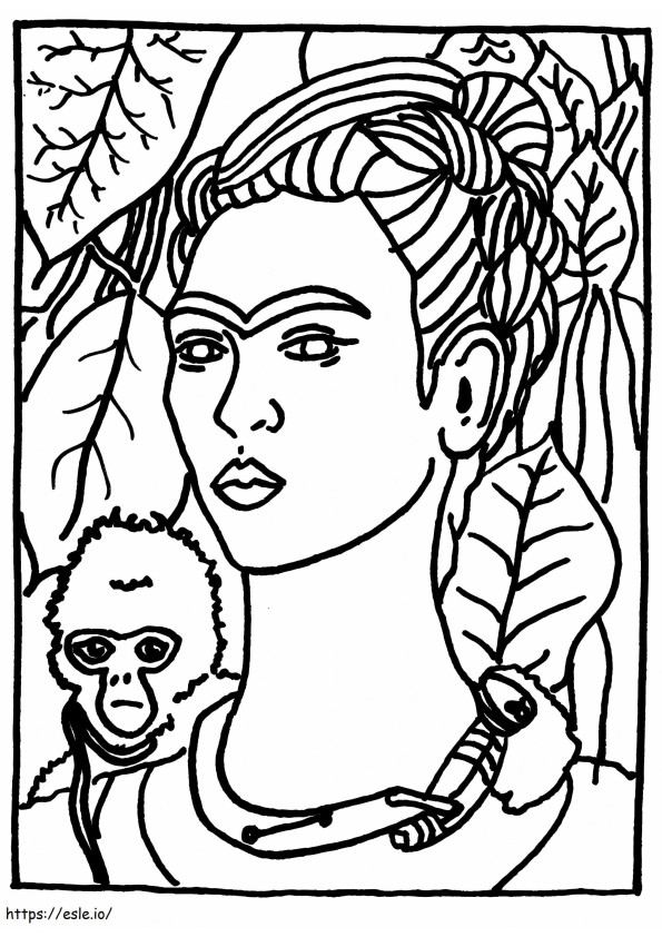 Coloriage Gratuit Frida Kahlo à imprimer dessin