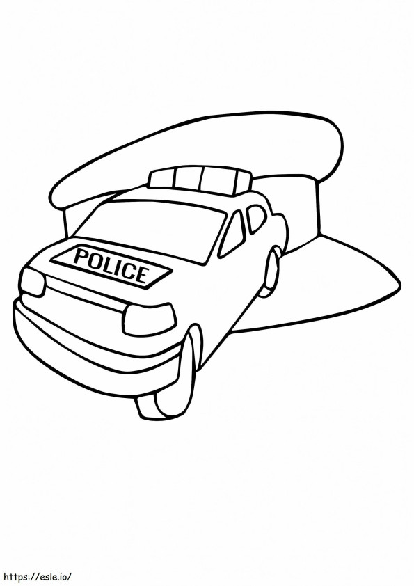 Coloriage 1526977687 La voiture de police avec chapeau A4 à imprimer dessin