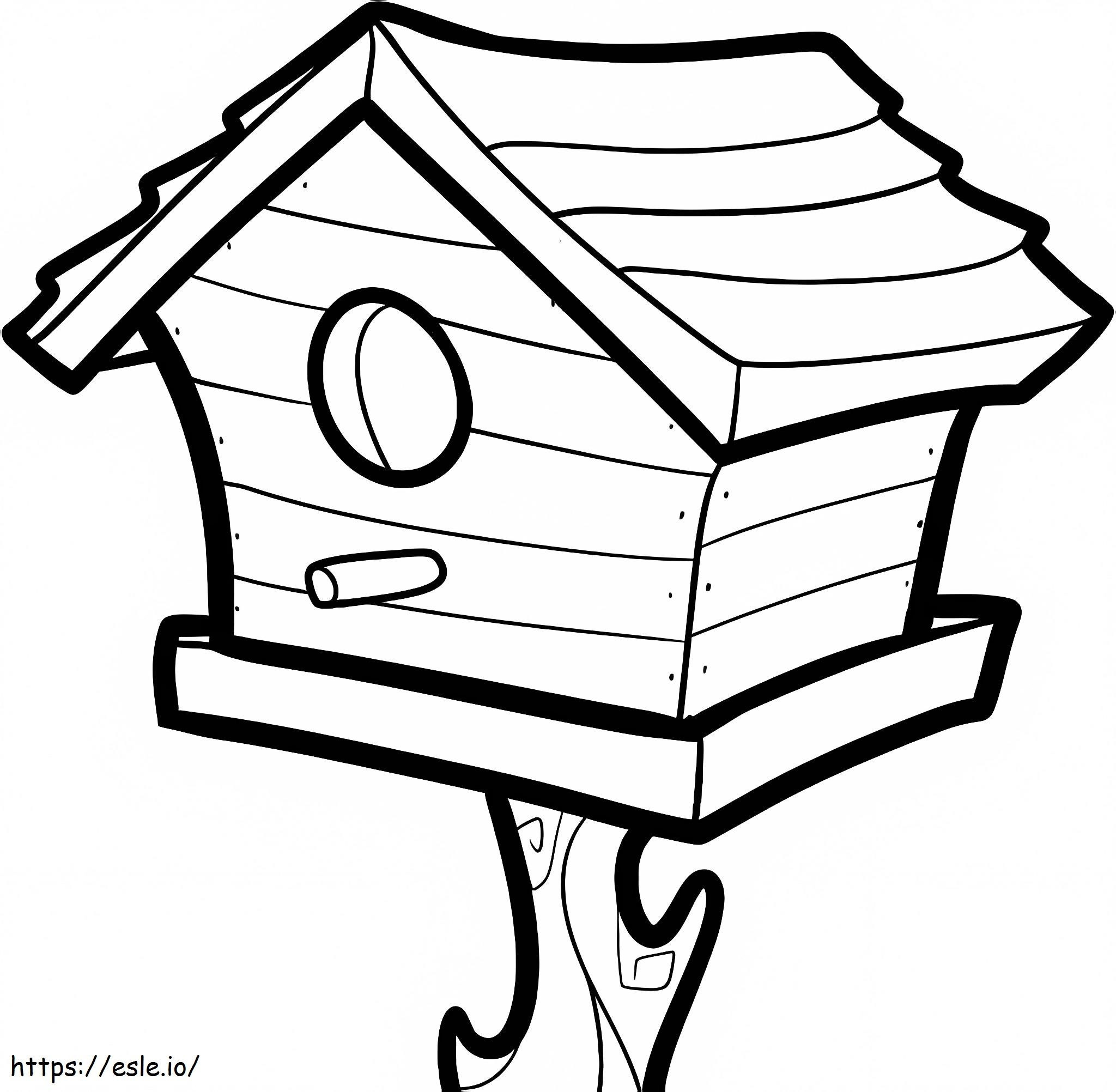 Drewniany domek dla ptaków kolorowanka