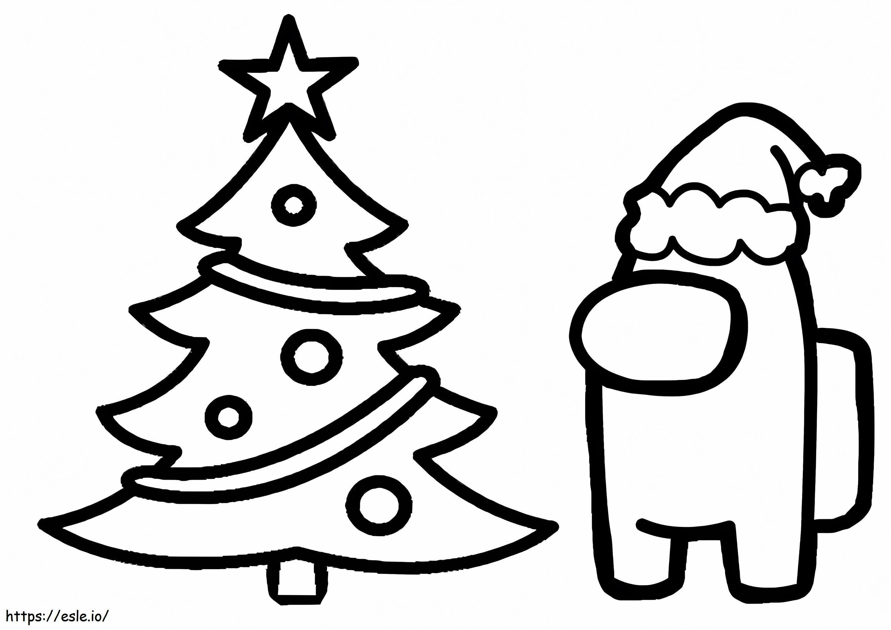 Among Us Christmas Tree coloring page