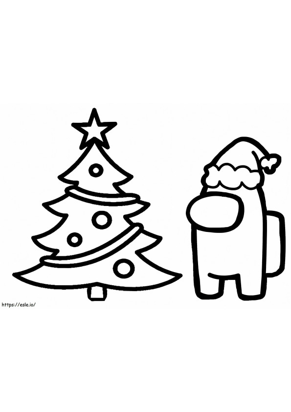 Among Us Christmas Tree coloring page