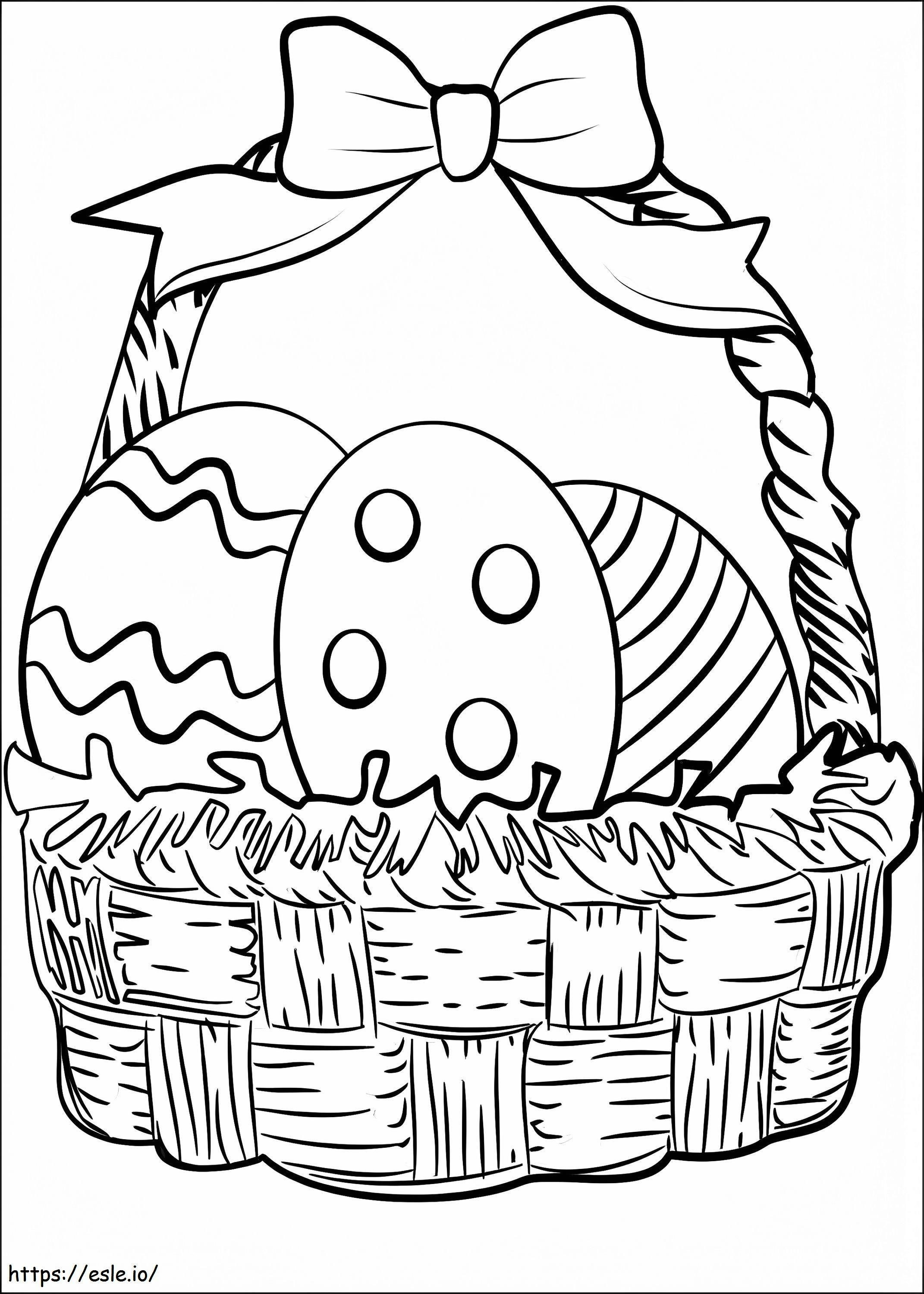Huevos en canasta de Pascua para colorear