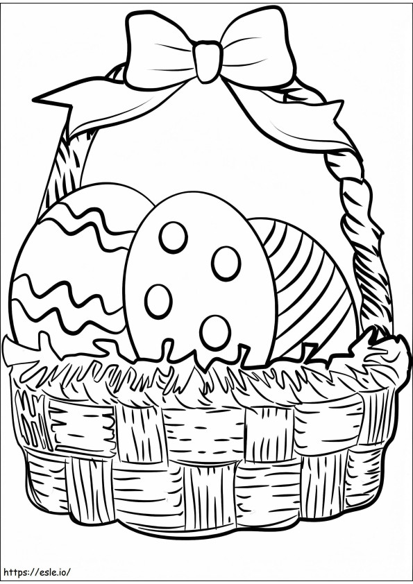 Coloriage Oeufs dans le panier de Pâques à imprimer dessin