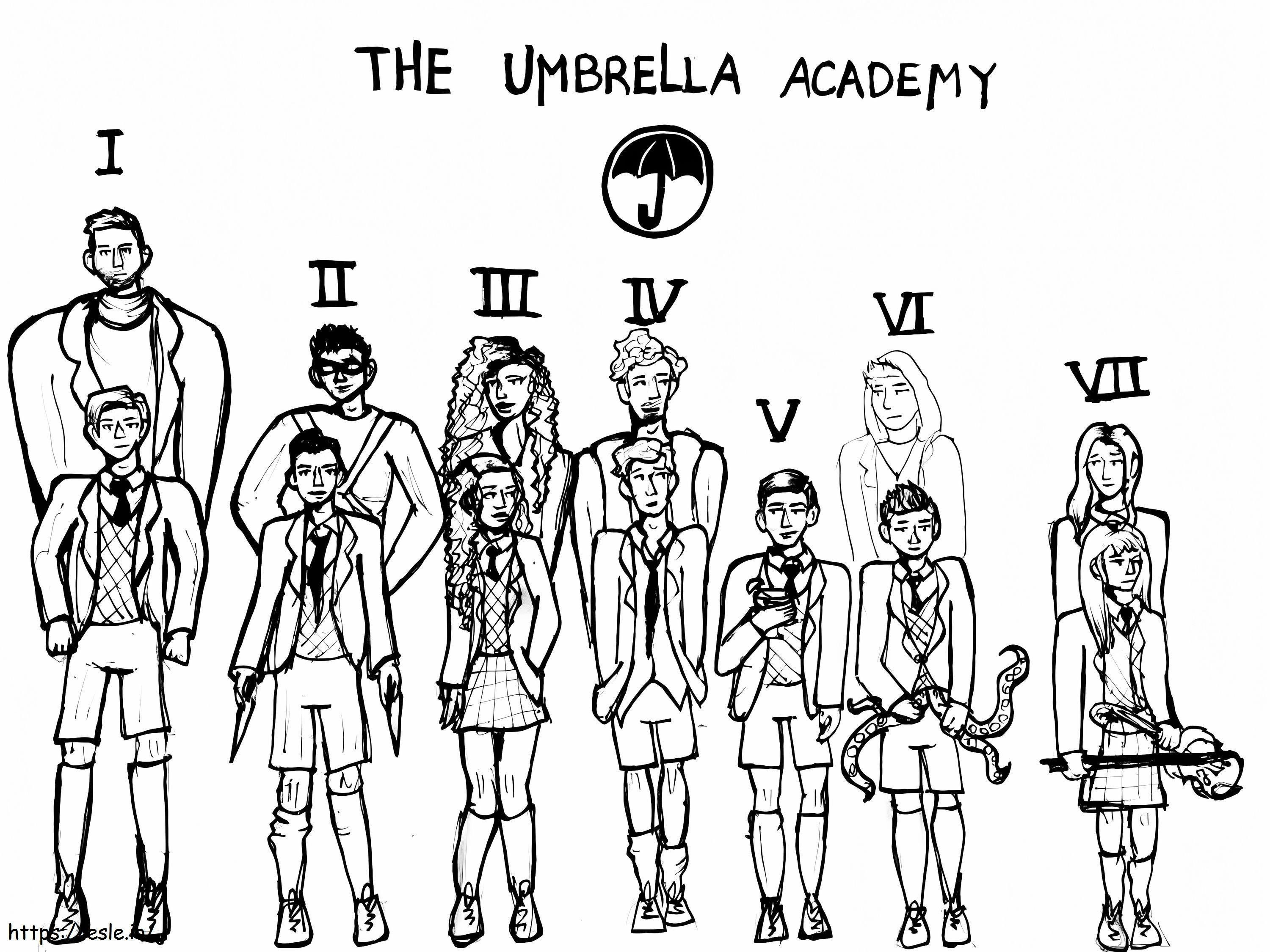 A Academia Guarda-chuva 3 para colorir