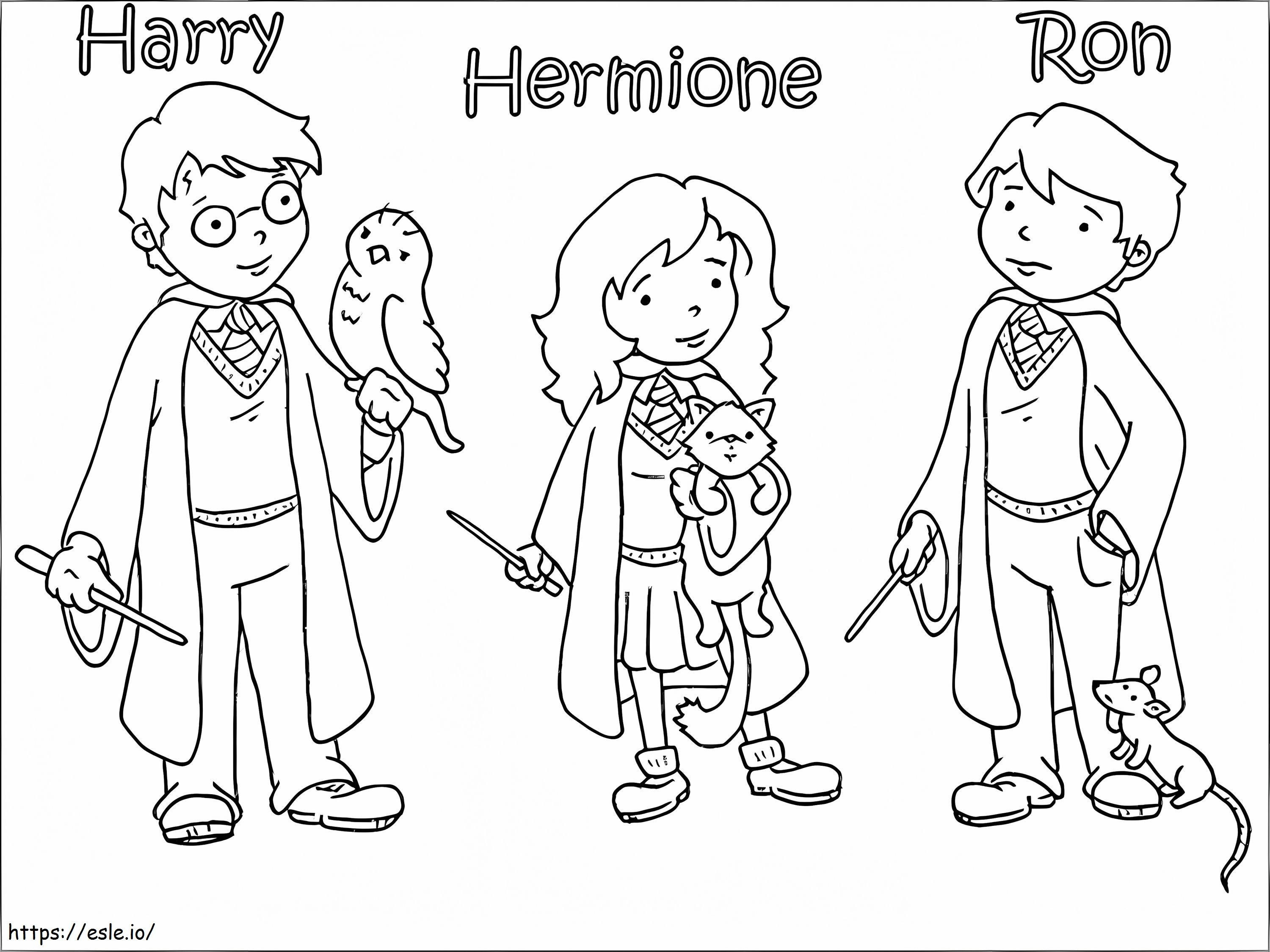 Cartone animato di Harry Potter e i suoi amici da colorare