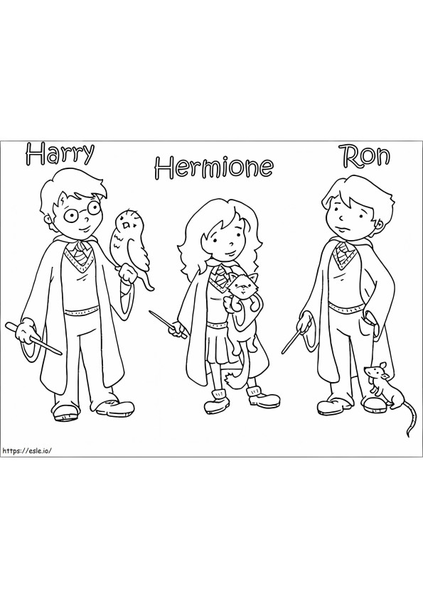 Harry Potter en vrienden tekenfilm kleurplaat