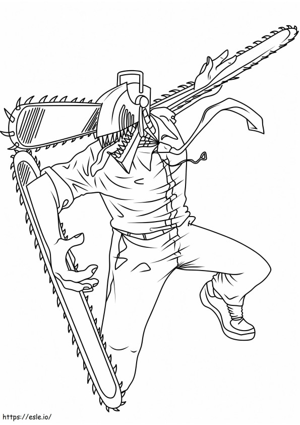 Chainsaw Man Attacks coloring page