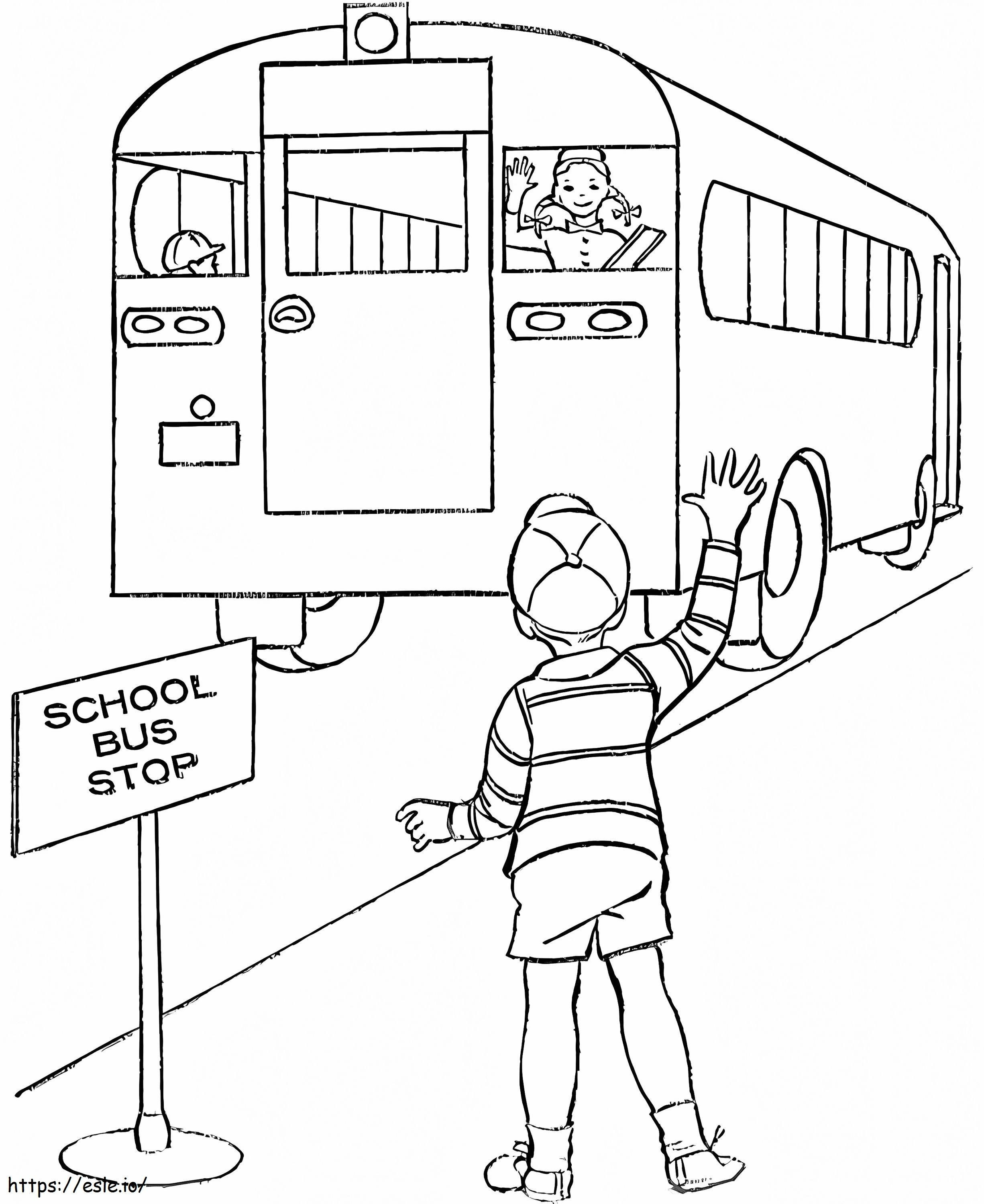 Stația de autobuz școlar de colorat