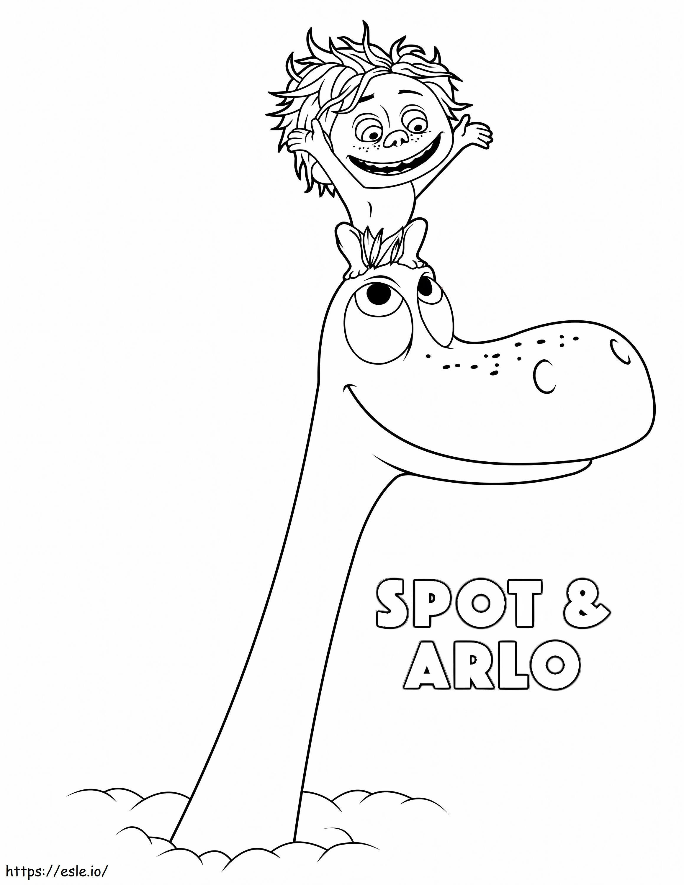 Coloriage Spot assis sur la tête d'Arlo à imprimer dessin