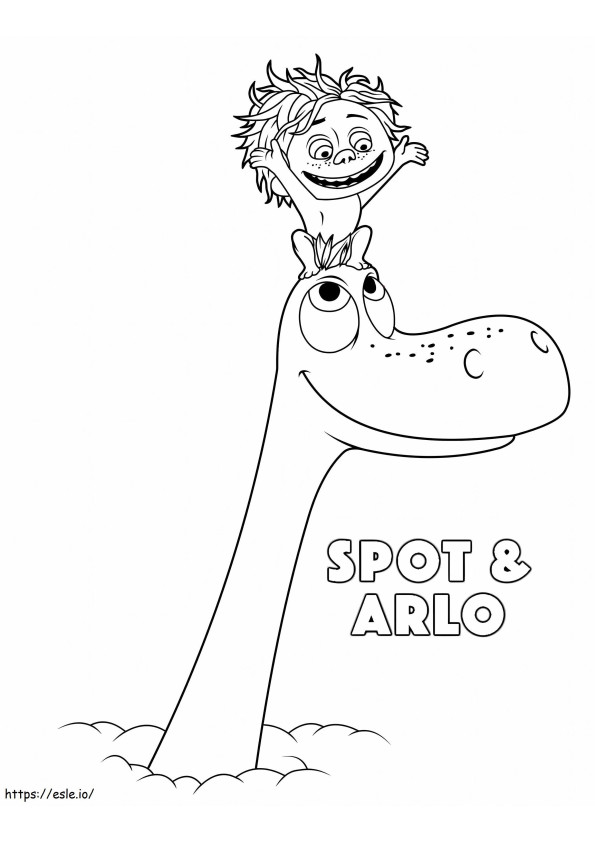 Coloriage Spot assis sur la tête d'Arlo à imprimer dessin