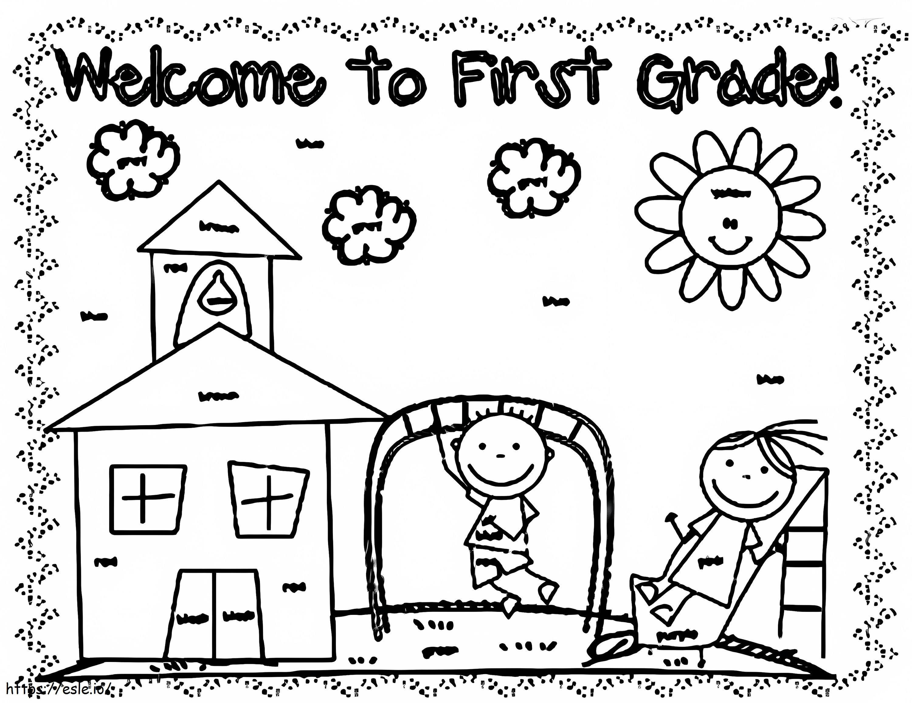 Printable Welcome To First Grade coloring page