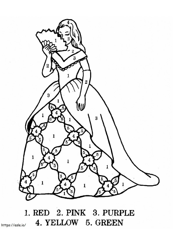 Coloriage Incroyable princesse couleur par numéro à imprimer dessin
