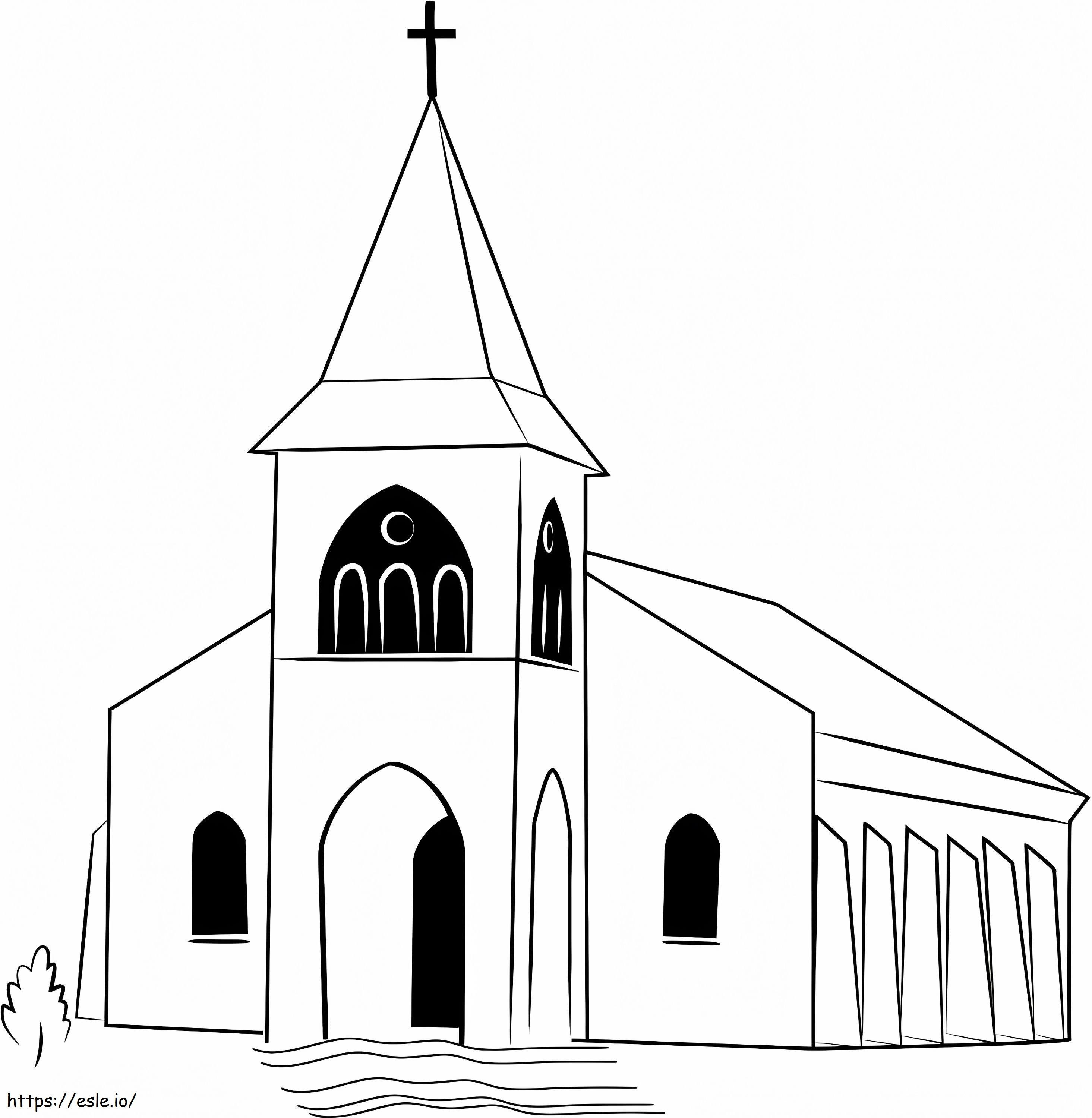 Coloriage Église missionnaire de Touaourou à imprimer dessin