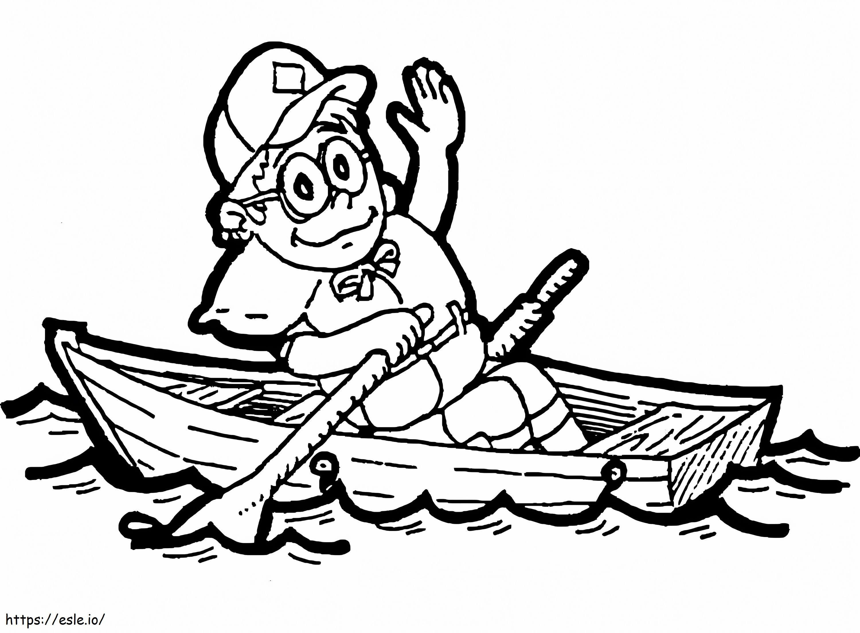 Coloriage Un garçon sur un bateau à imprimer dessin