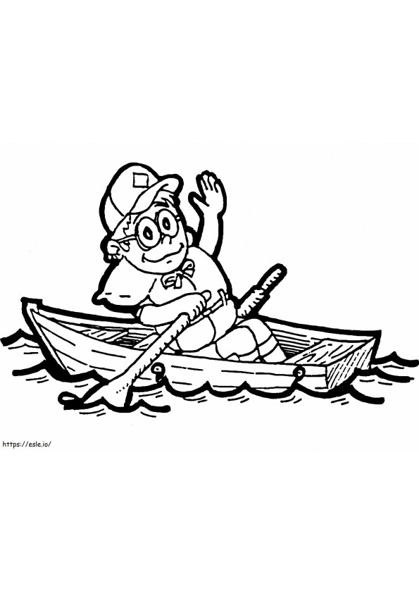 Un ragazzo in barca da colorare