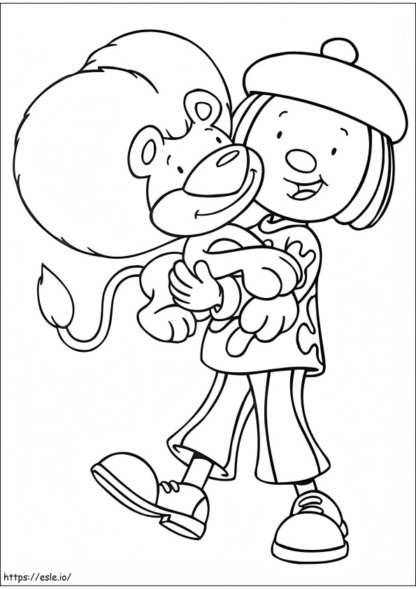 JoJo Tickle With Goliath The Lion coloring page