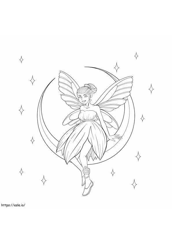Fairy Sitting On The Moon coloring page