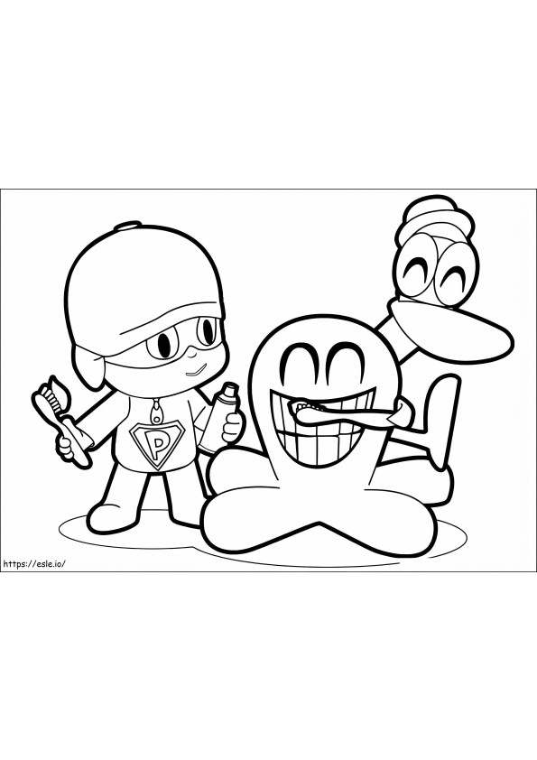Pocoyo And Pato Brush Freds Teeth coloring page