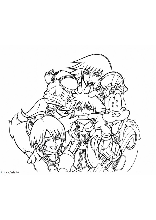 Kingdom Hearts -hauskoja hahmoja värityskuva