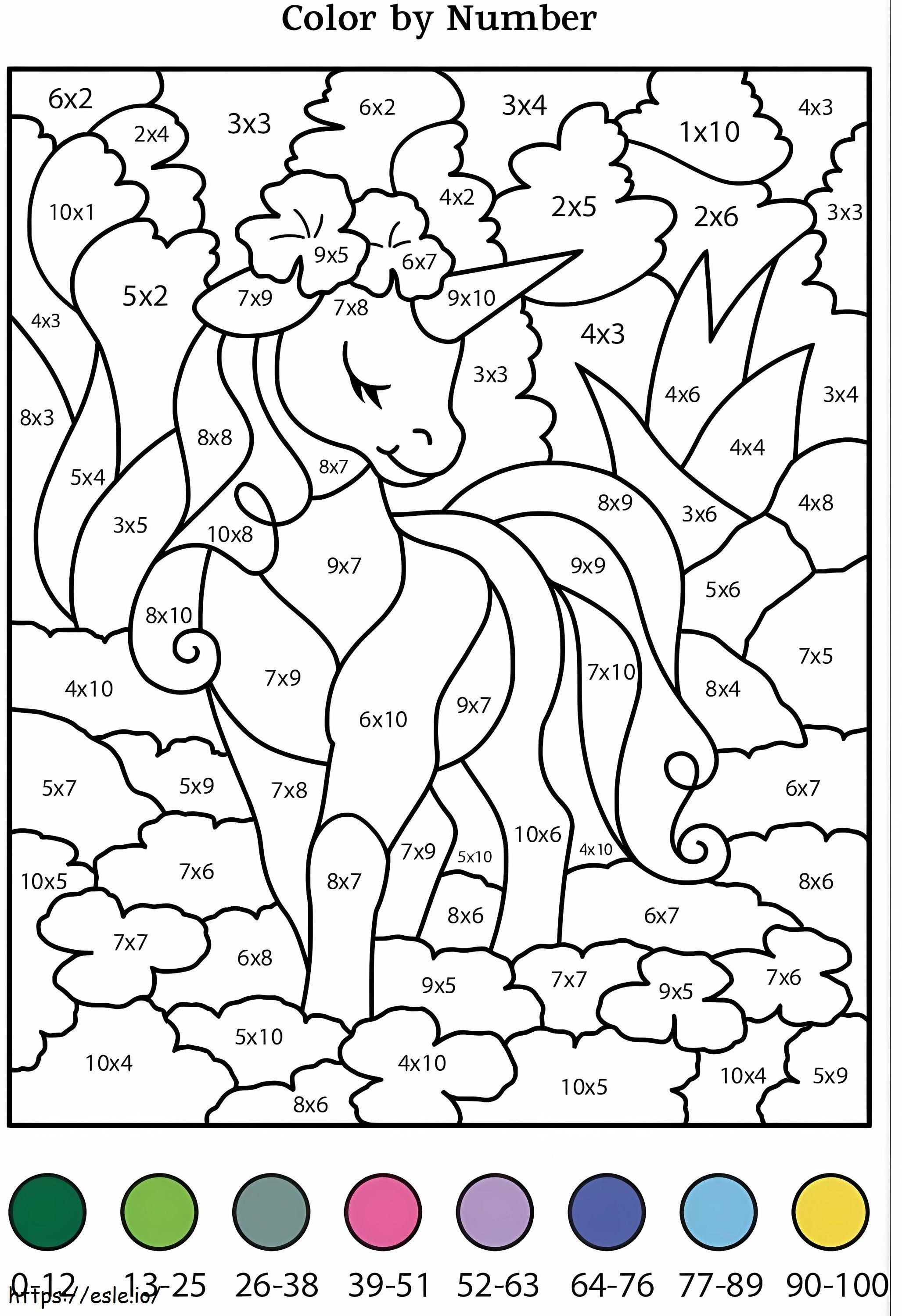 Coloriage Couleur par numéro de licorne Loevly à imprimer dessin