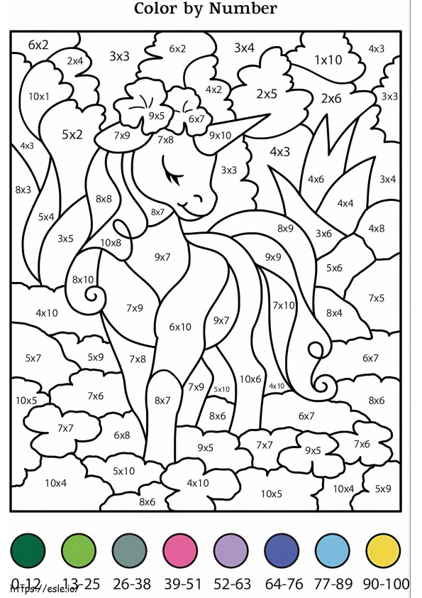 Loevly Unicorn Color By Number coloring page