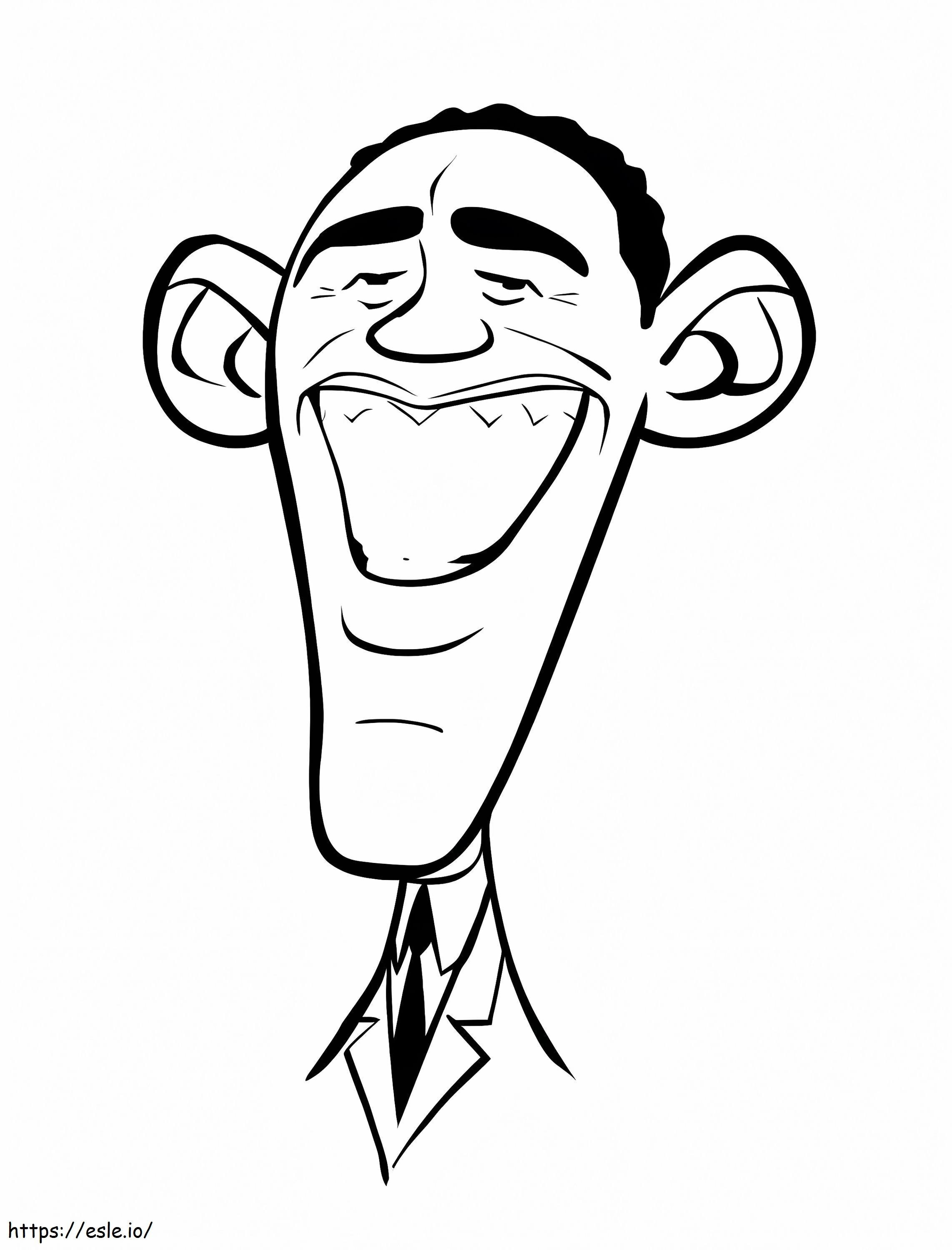 Coloriage Caricature de Barack Obama à imprimer dessin
