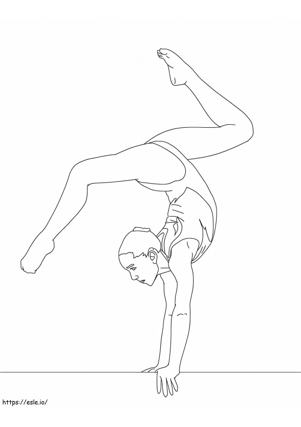 Full Turn On Balance Beam Gymnastics coloring page