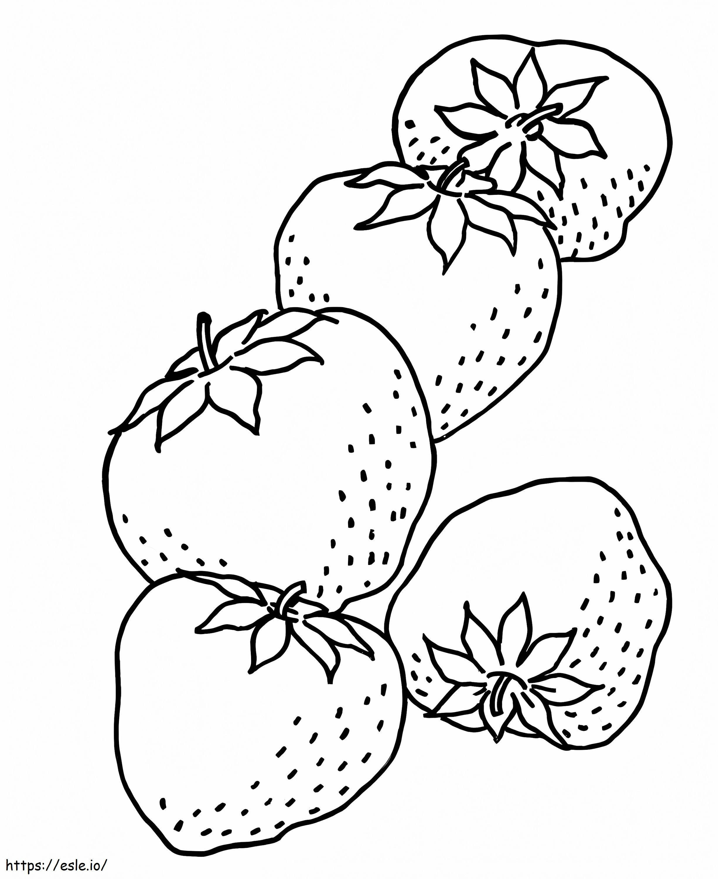 Five Basic Strawberry coloring page