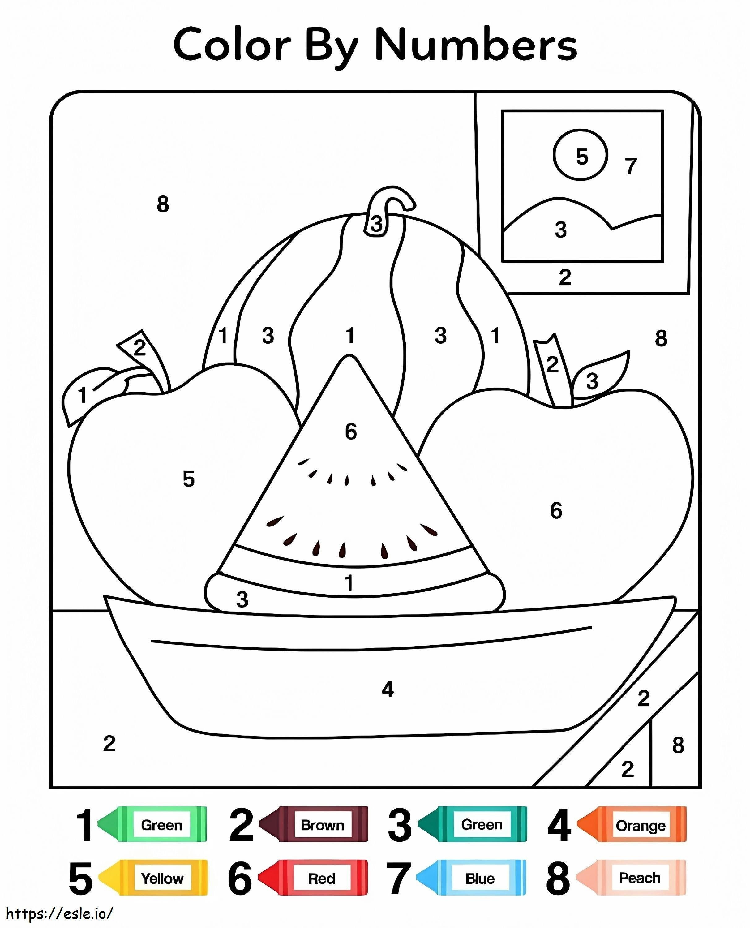 Simple Fruits Color By Number coloring page