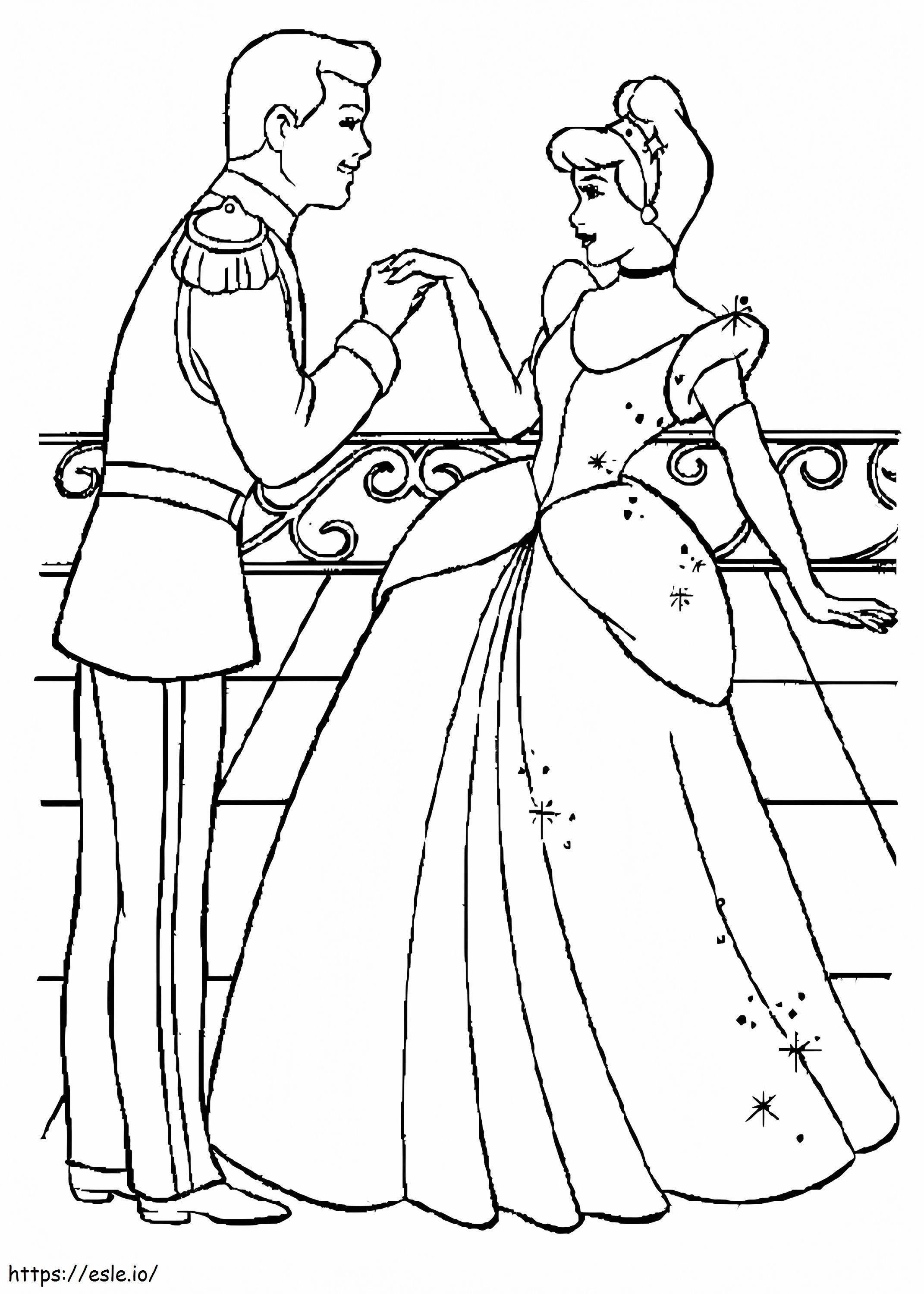 Cinderella And The Prince coloring page