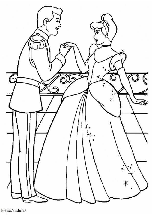シンデレラと王子様 ぬりえ - 塗り絵