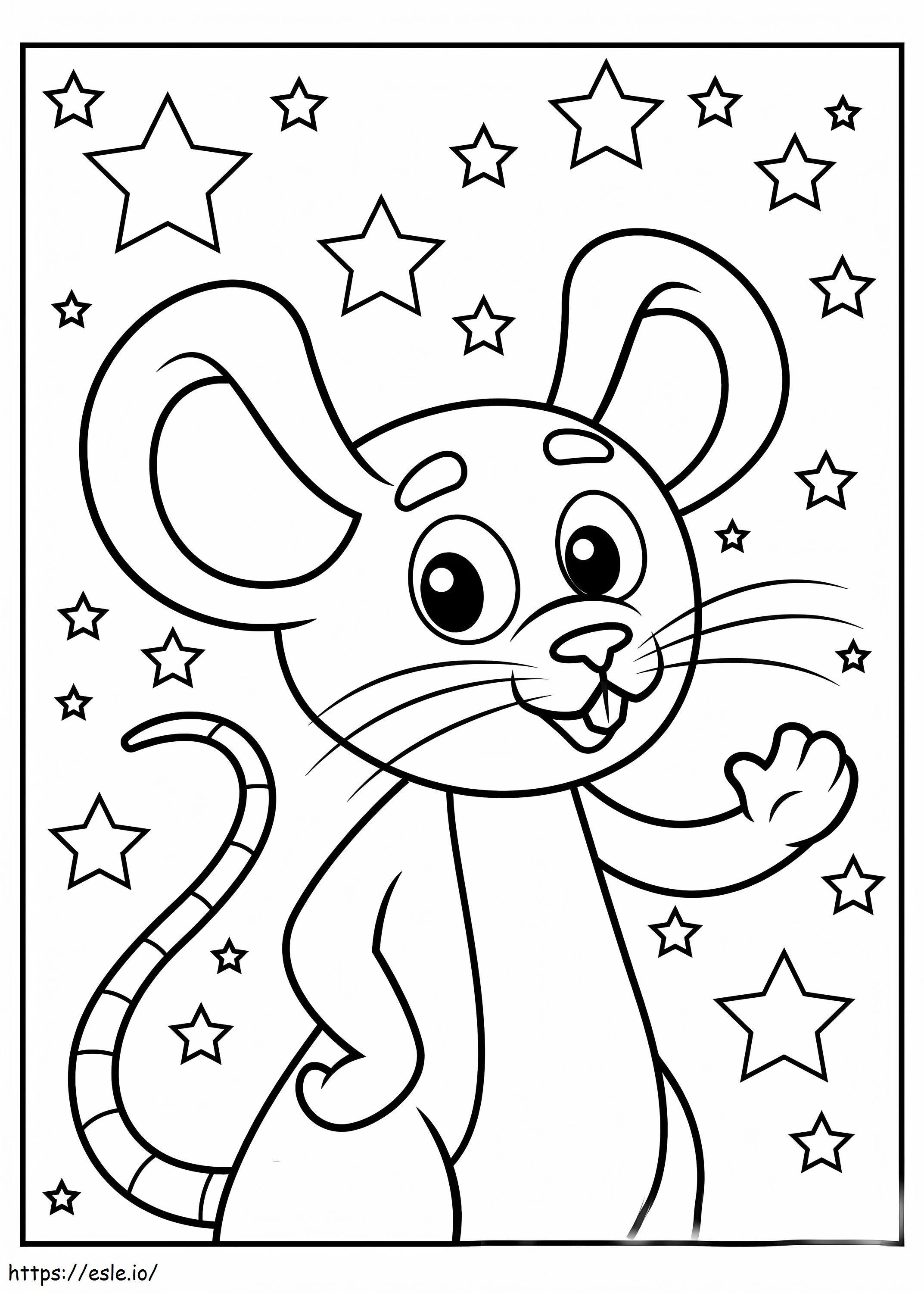 Rato e estrela para colorir