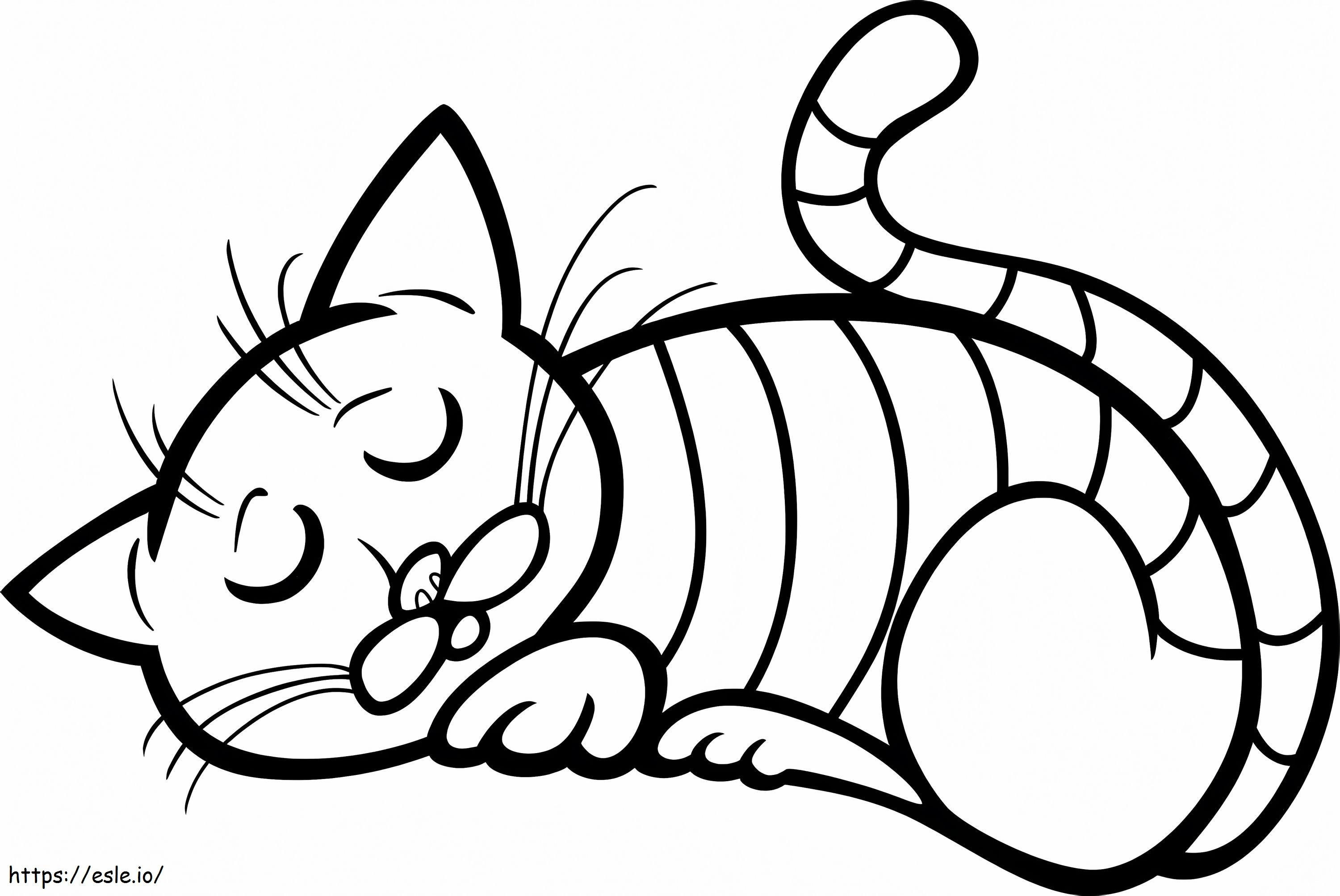 Coloriage Chat drôle qui dort à imprimer dessin