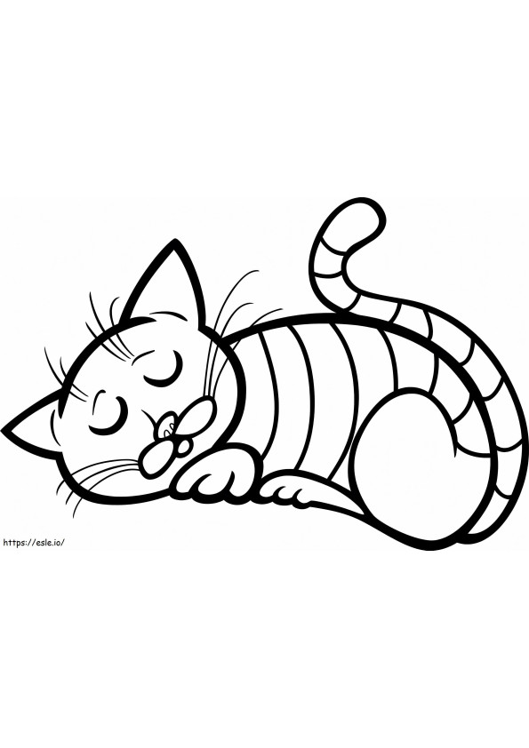 Coloriage Chat drôle qui dort à imprimer dessin