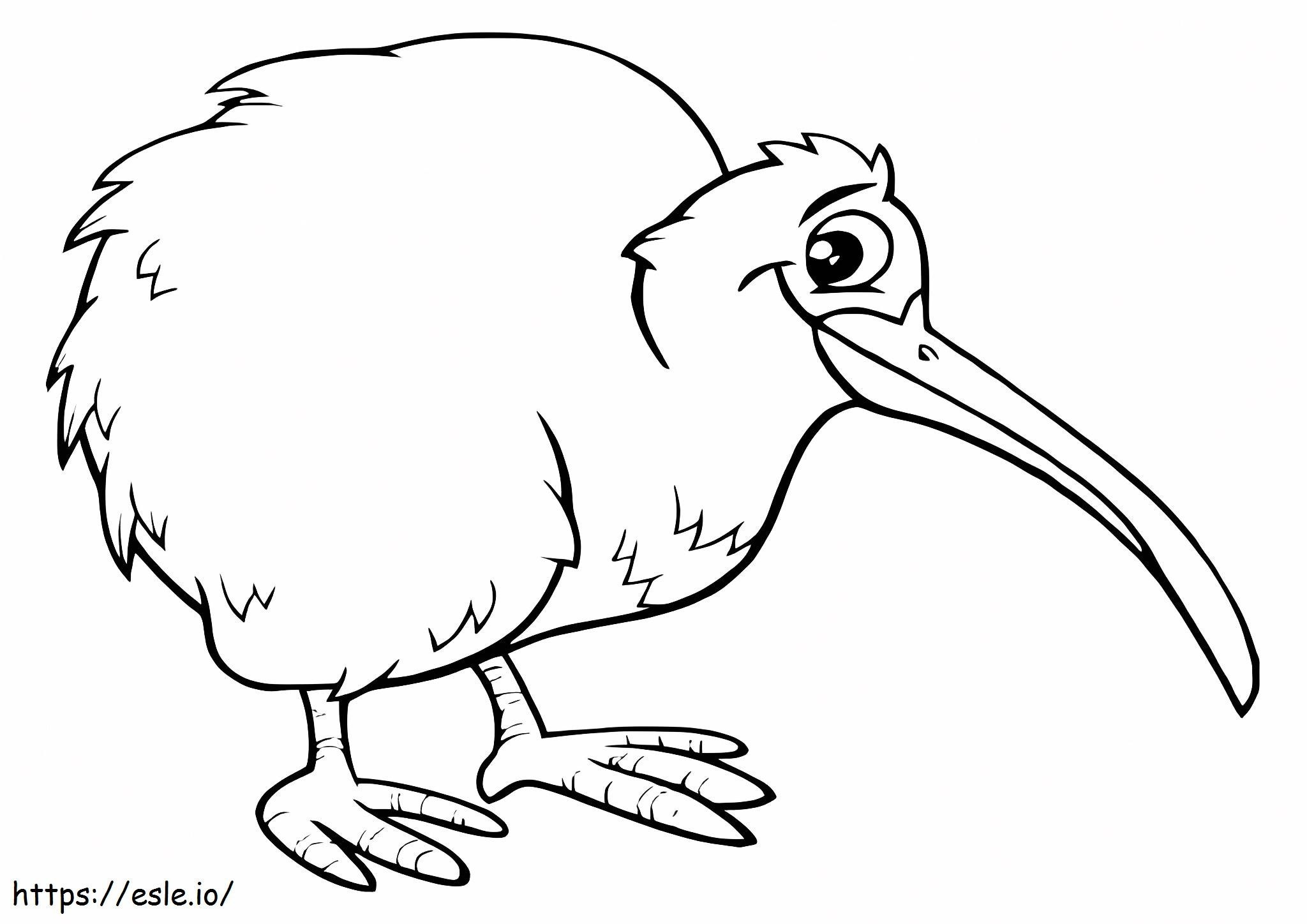 Coloriage Oiseau Kiwi souriant à imprimer dessin