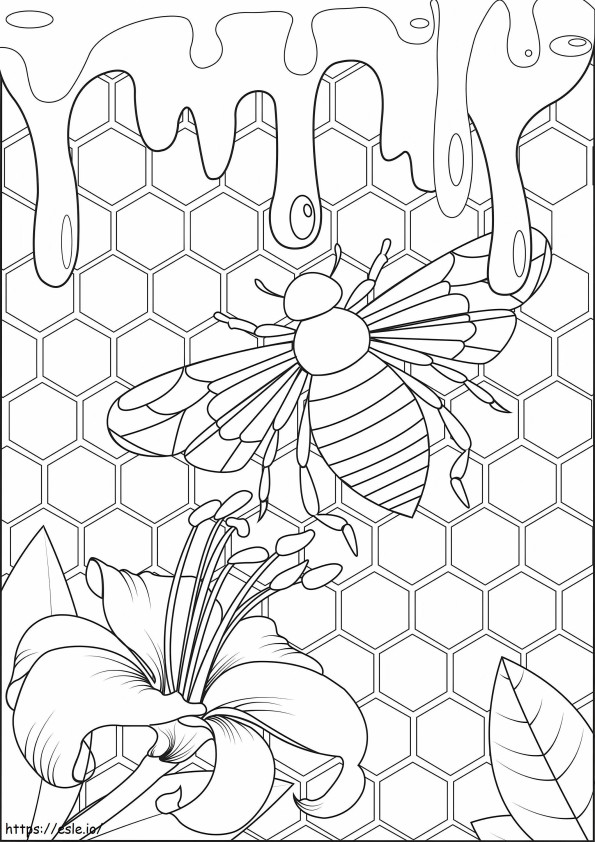 Bijen en bijenwas met geschubde bloem kleurplaat