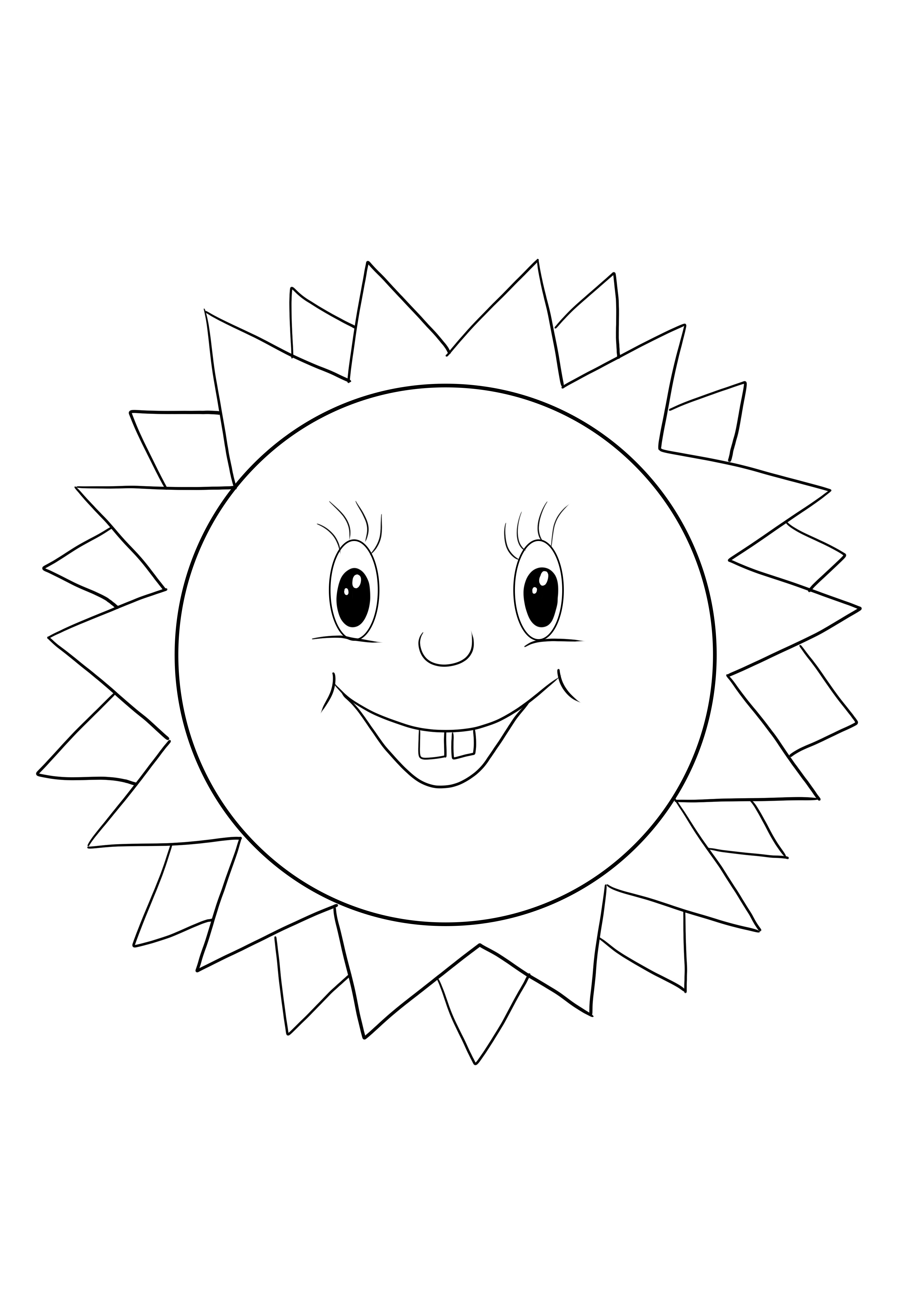Smiling sun-free coloring and printing image