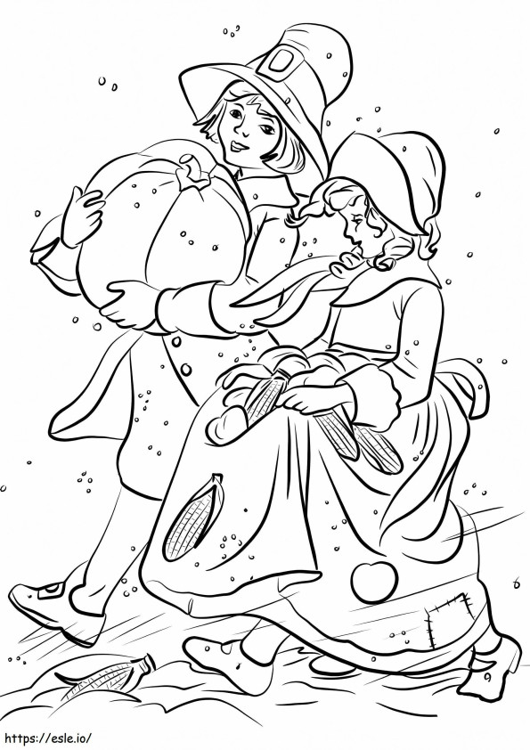 Pilgrim Poika ja Tyttö värityskuva