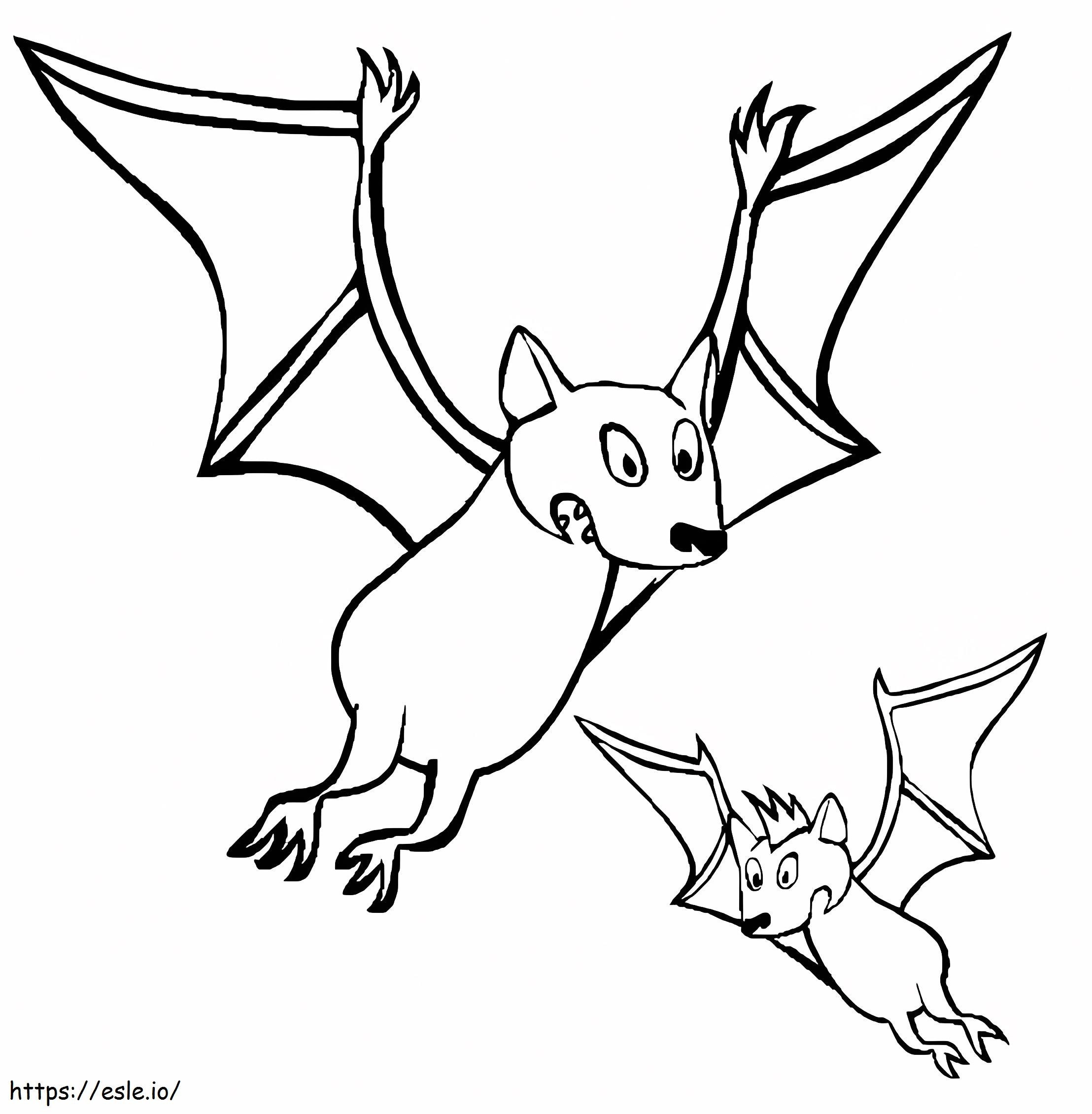 Dois morcegos de desenho animado para colorir