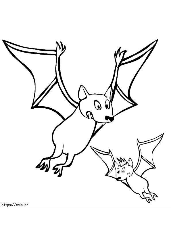 Two Cartoon Bats coloring page
