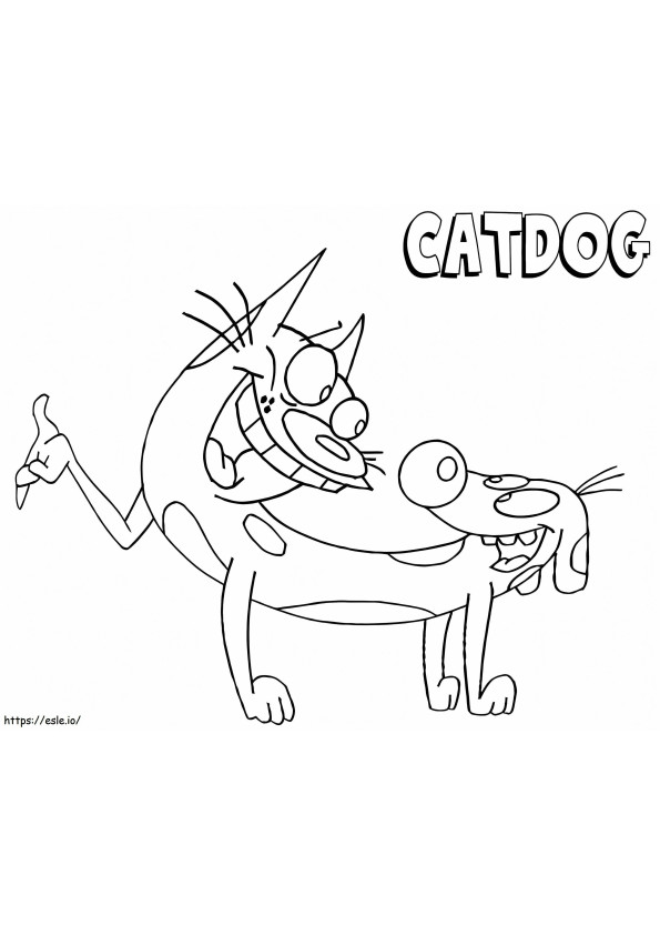 Happy Catdog coloring page