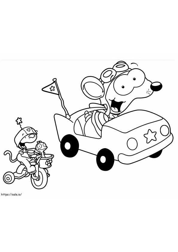 Toopy And Binoo Racing coloring page
