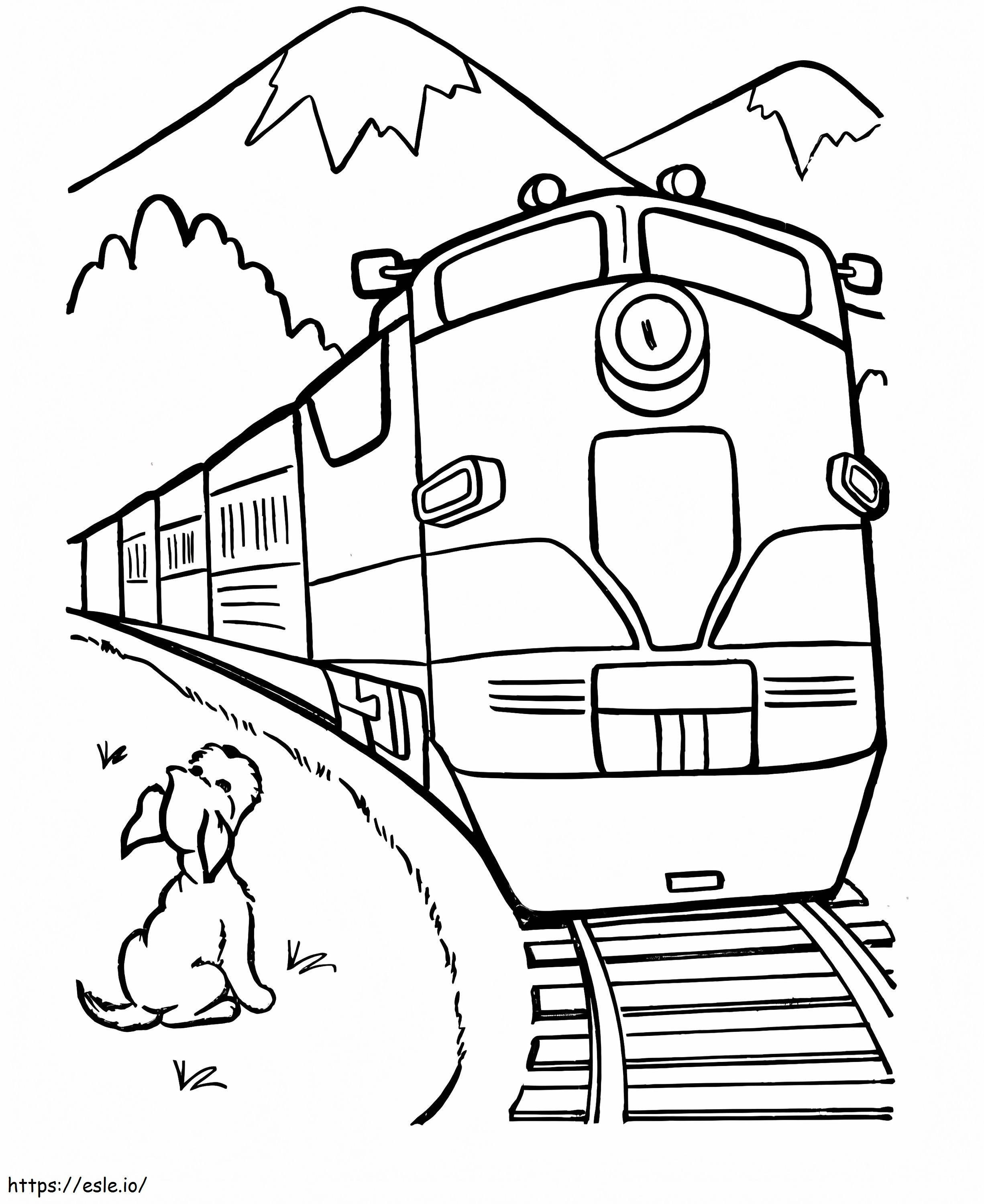Puppy And Train coloring page