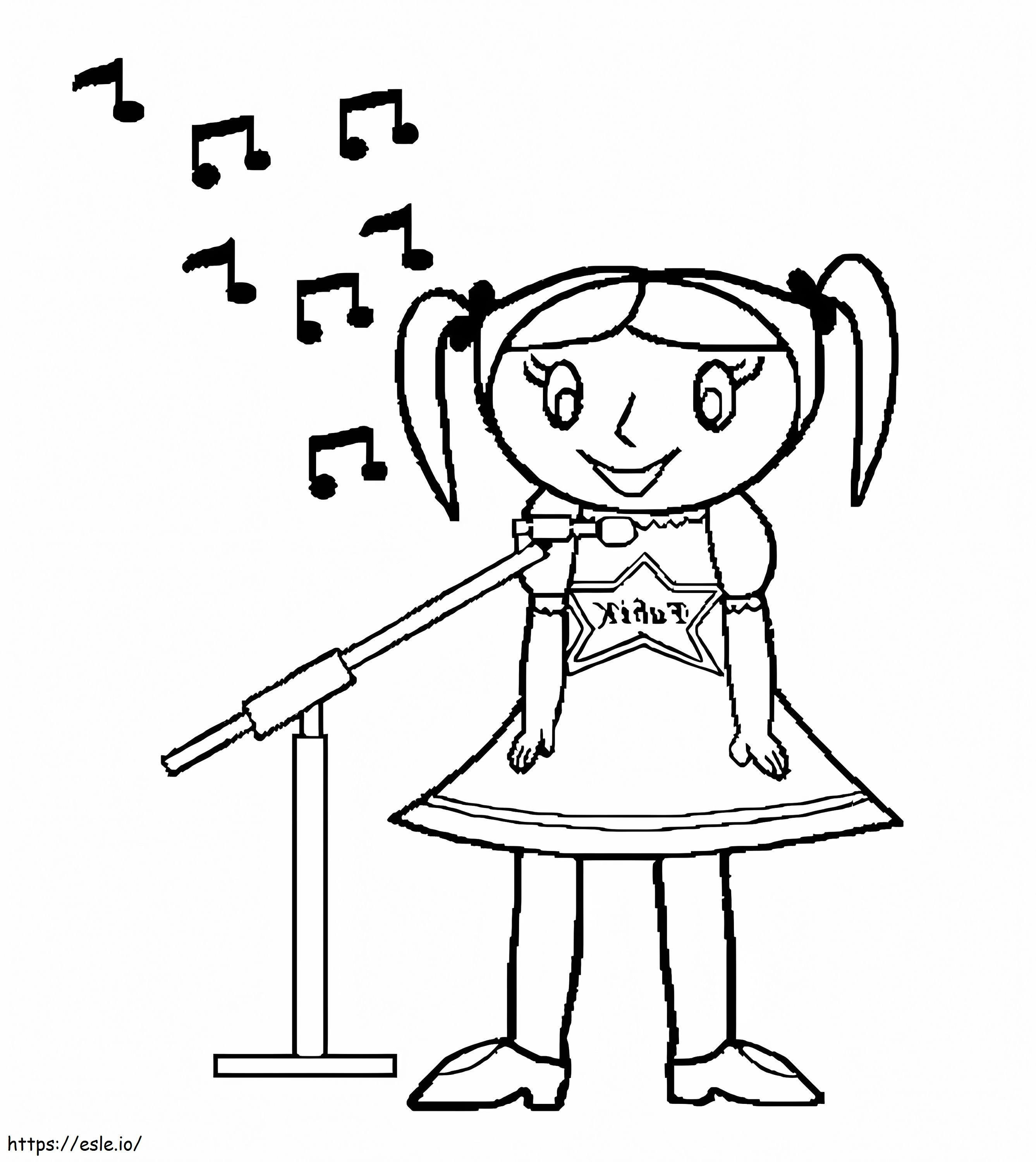 A Cute Singer coloring page