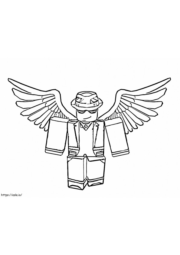 Cool Roblox-personage met vleugels kleurplaat