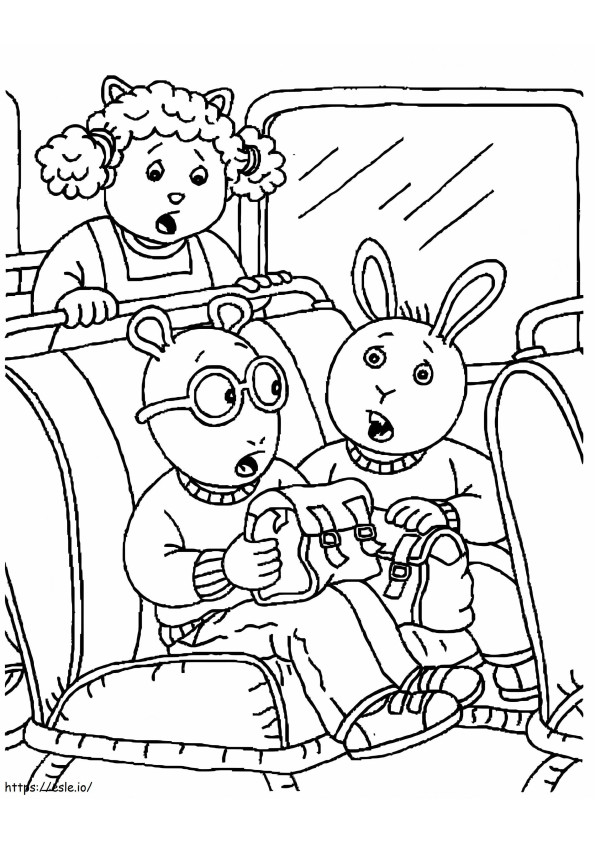 Arthur luki bussissa värityskuva