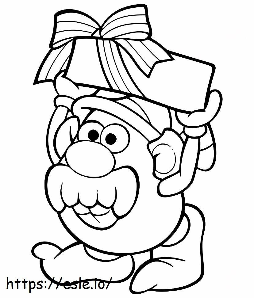 Coloriage M. Potato Head avec boîte-cadeau à imprimer dessin